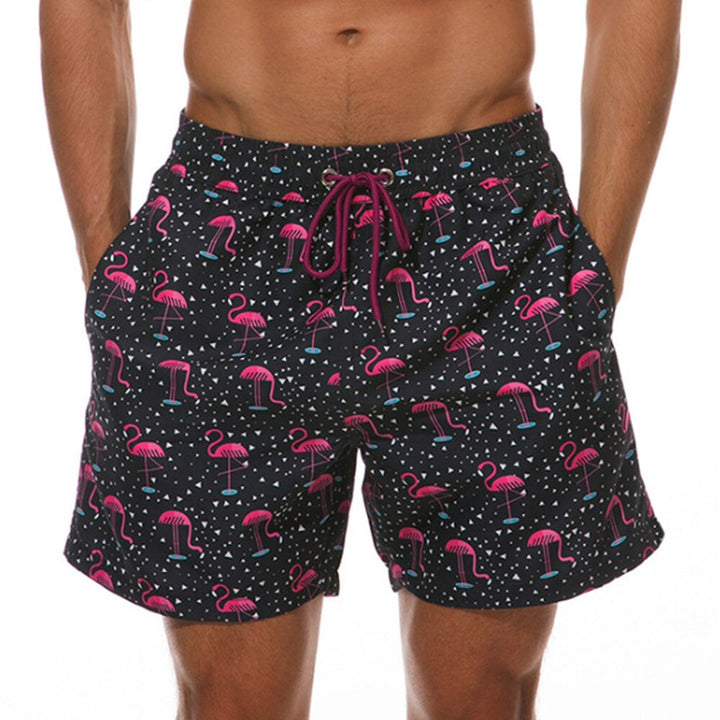 Printed Elasticated Drawstring Relaxed Fit Men's Swim Trunks