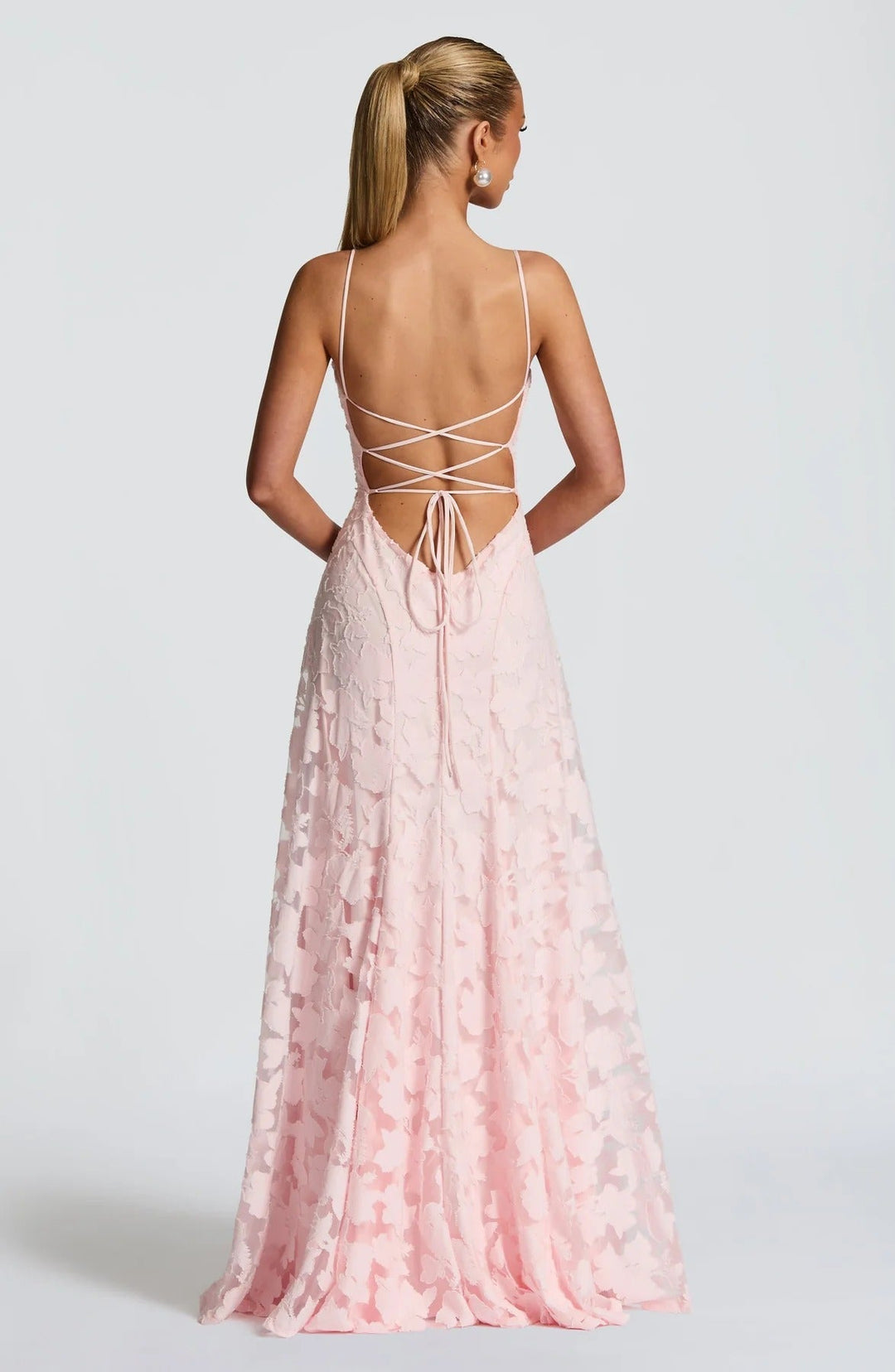 Floral Lace Spaghetti Strap A Line Maxi Dress - Wedding Guest