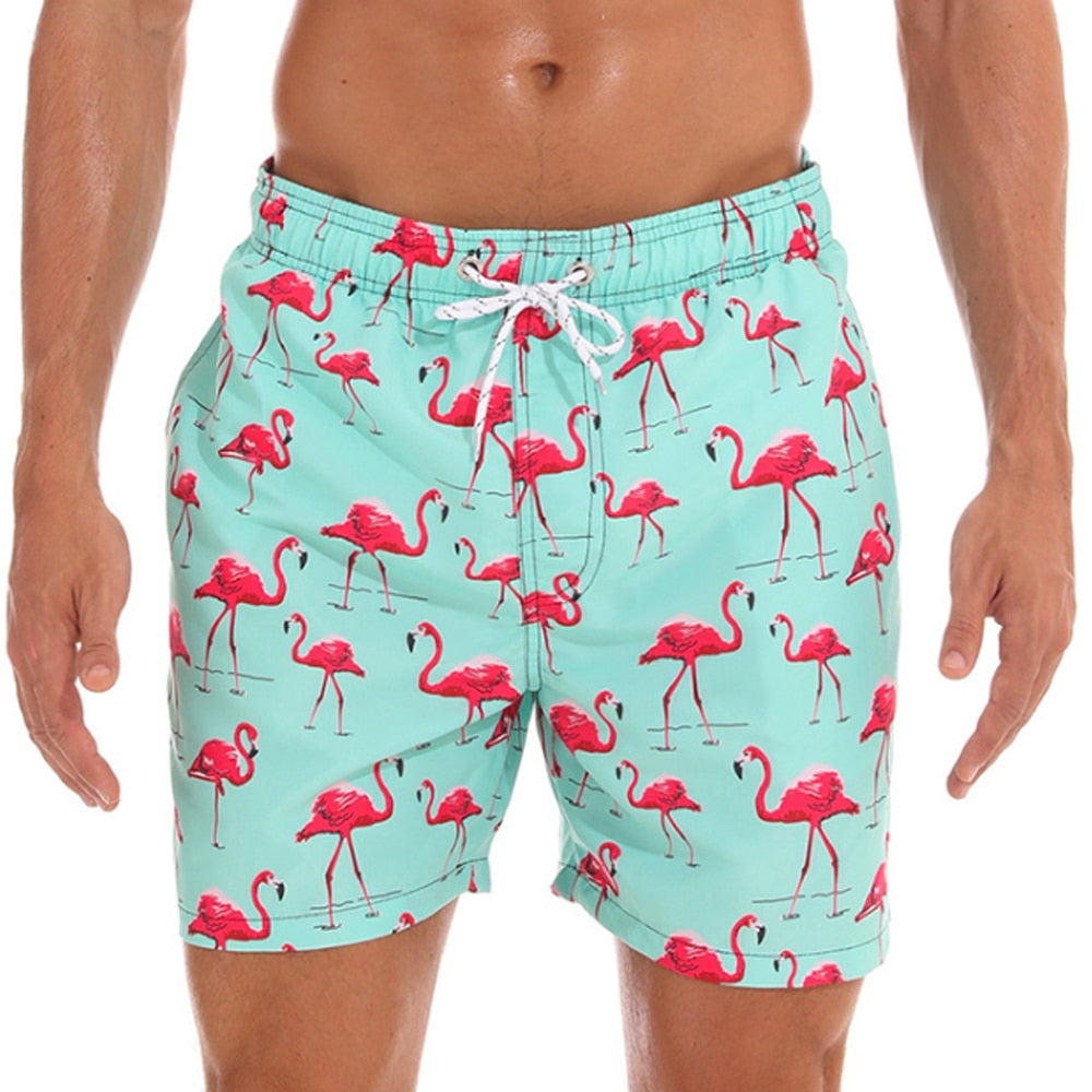 Printed Elasticated Drawstring Relaxed Fit Men's Swim Trunks