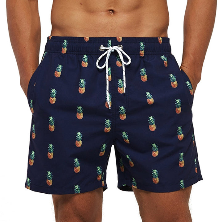 Printed Elasticated Drawstring Relaxed Fit Men's Swim Trunks