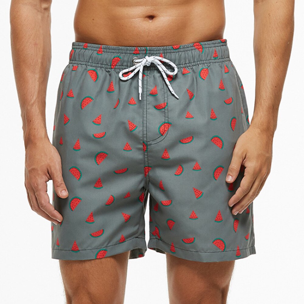 Printed Elasticated Drawstring Relaxed Fit Men's Swim Trunks