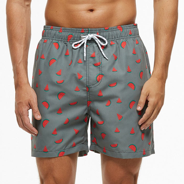 Printed Elasticated Drawstring Relaxed Fit Men's Swim Trunks