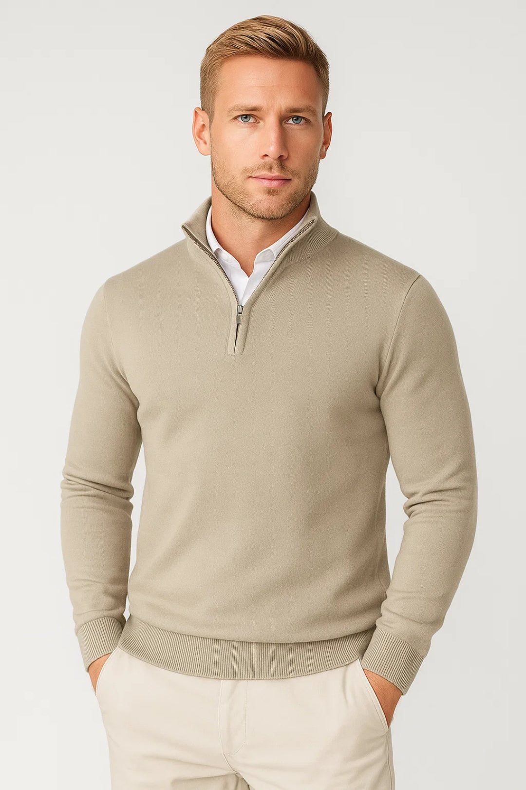 Christopher | Men's Sheep Wool Half-Zip High Neck Sweater