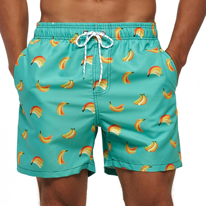 Printed Elasticated Drawstring Relaxed Fit Men's Swim Trunks