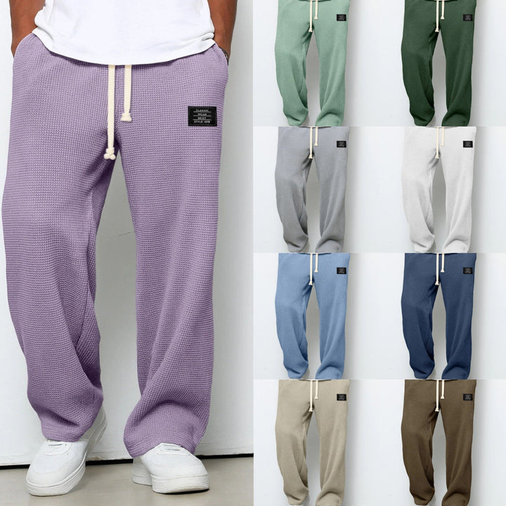 Waffle Knit Drawstring Mens Joggers - Relaxed Casual Fit