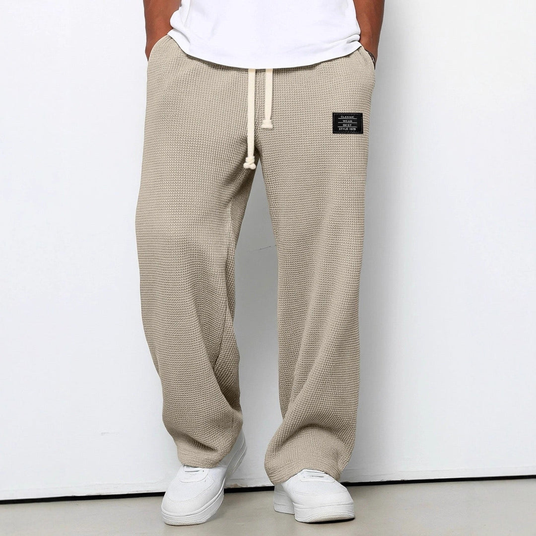 Waffle Knit Drawstring Mens Joggers - Relaxed Casual Fit