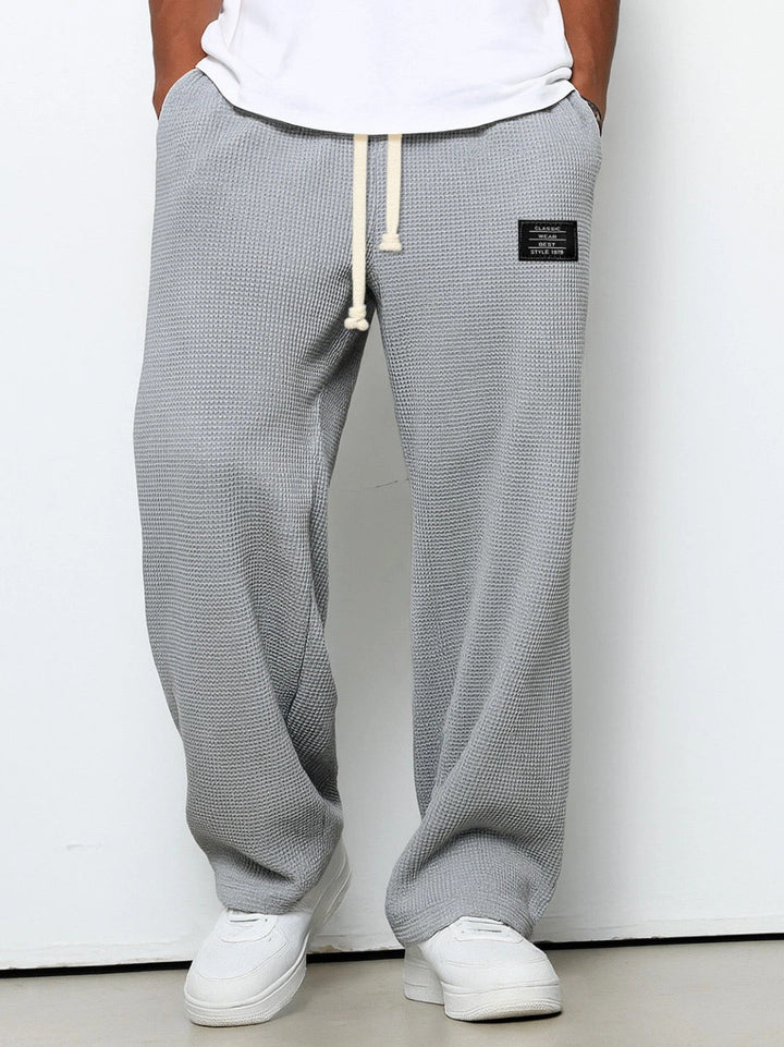 Waffle Knit Drawstring Mens Joggers - Relaxed Casual Fit