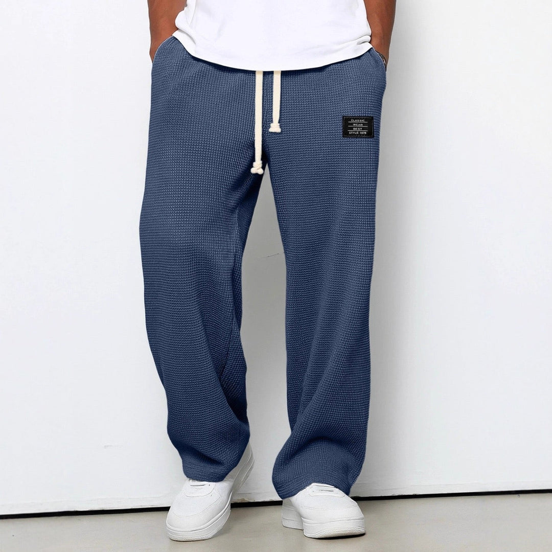 Waffle Knit Drawstring Mens Joggers - Relaxed Casual Fit