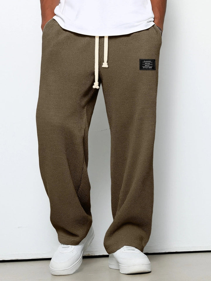 Waffle Knit Drawstring Mens Joggers - Relaxed Casual Fit