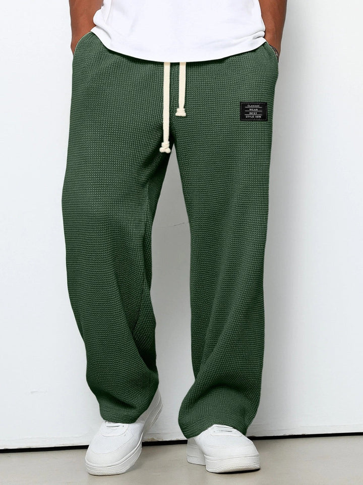 Waffle Knit Drawstring Mens Joggers - Relaxed Casual Fit