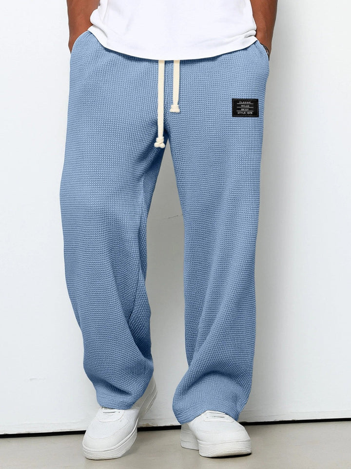 Waffle Knit Drawstring Mens Joggers - Relaxed Casual Fit