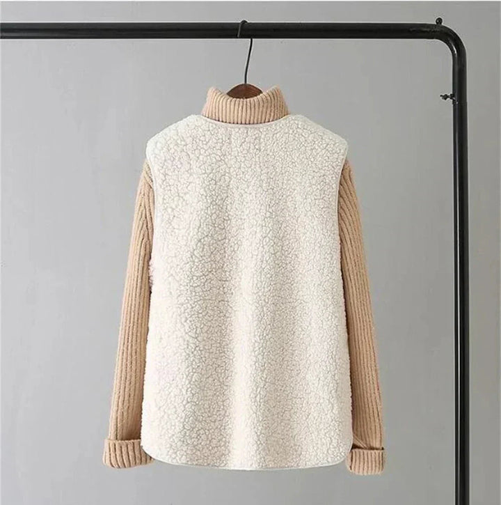 Marnie | Women's Sherpa Fleece Button-Up Vest with Patch Pockets