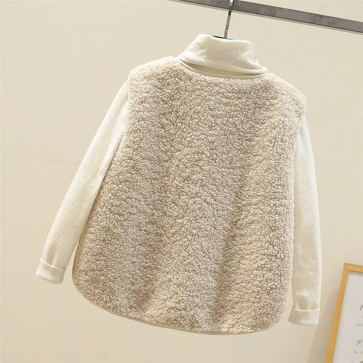 Marnie | Women's Sherpa Fleece Button-Up Vest with Patch Pockets