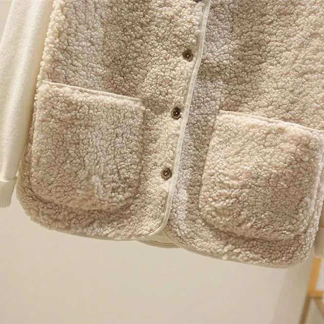 Marnie | Women's Sherpa Fleece Button-Up Vest with Patch Pockets