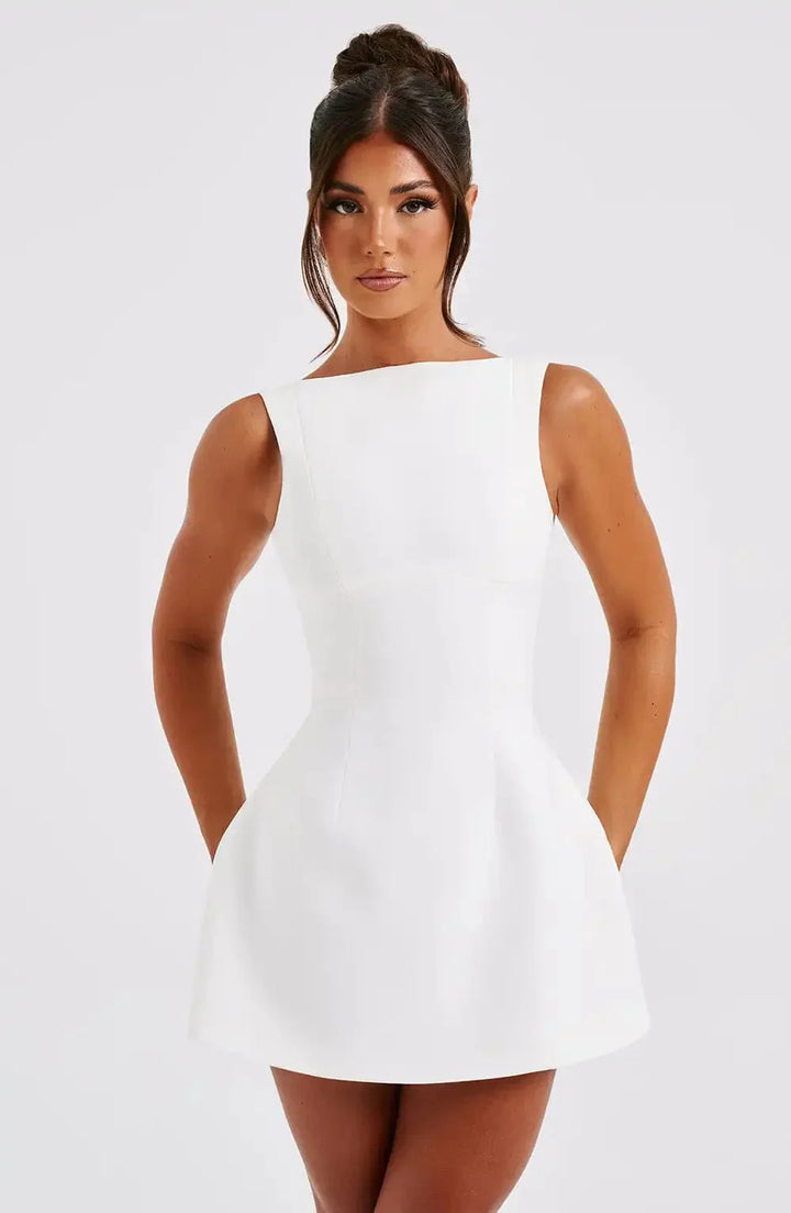 Elegant A Line Structured Cocktail Mini Dress