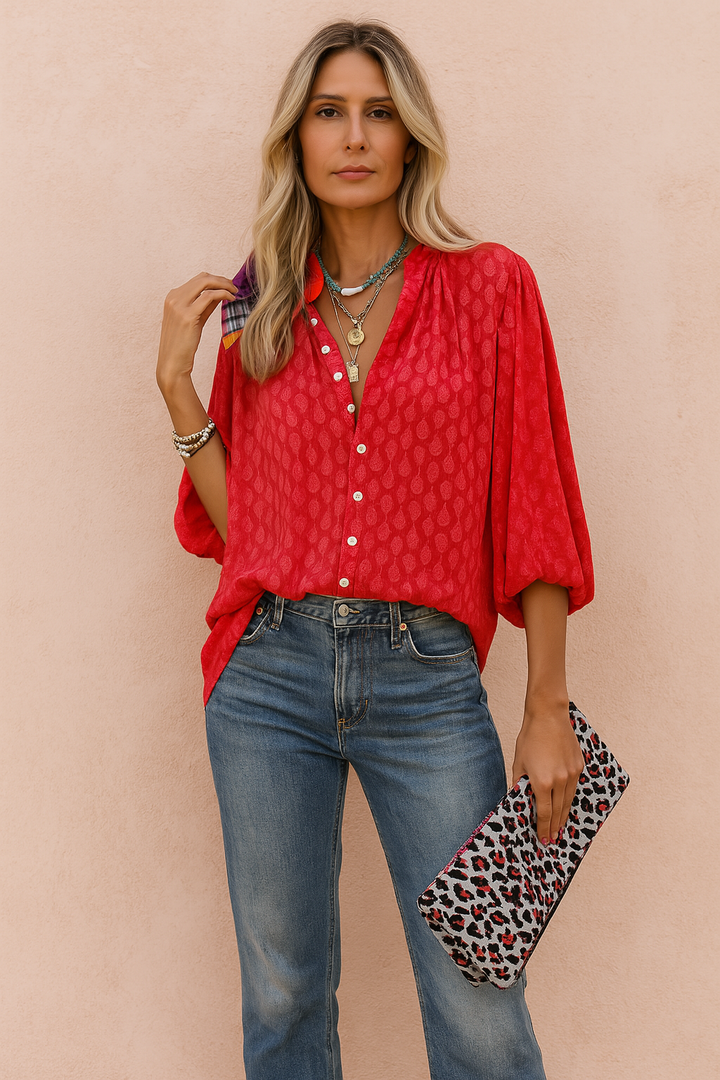 Textured Button Down Casual Summer Blouse Women