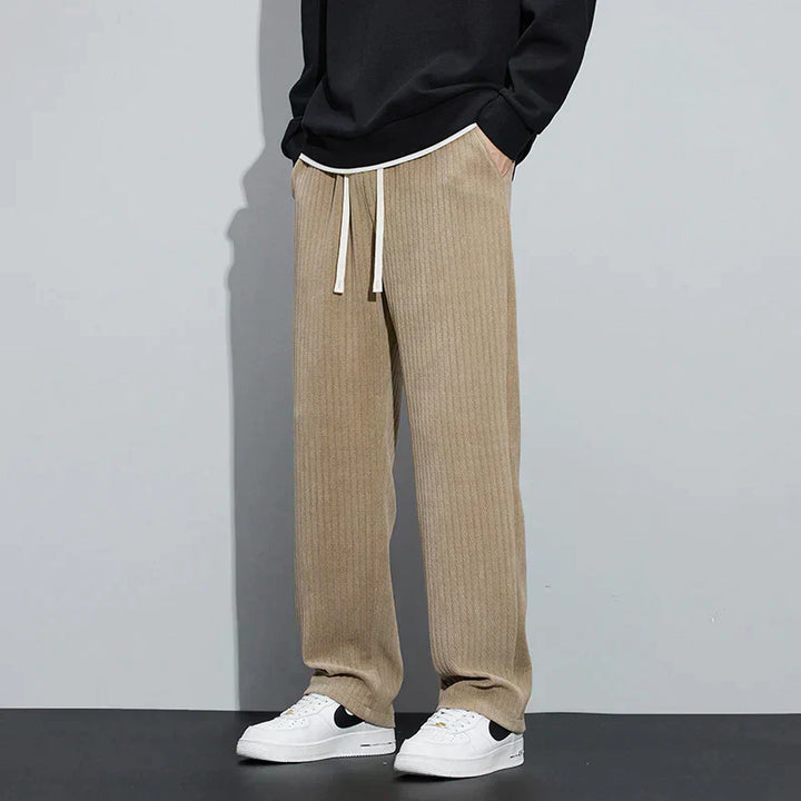 Textured Drawstring Wide Leg Casual Trousers - Streetwear Fit