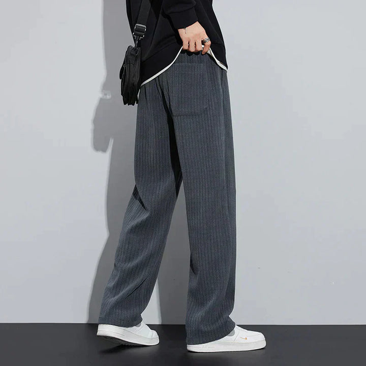Textured Drawstring Wide Leg Casual Trousers - Streetwear Fit