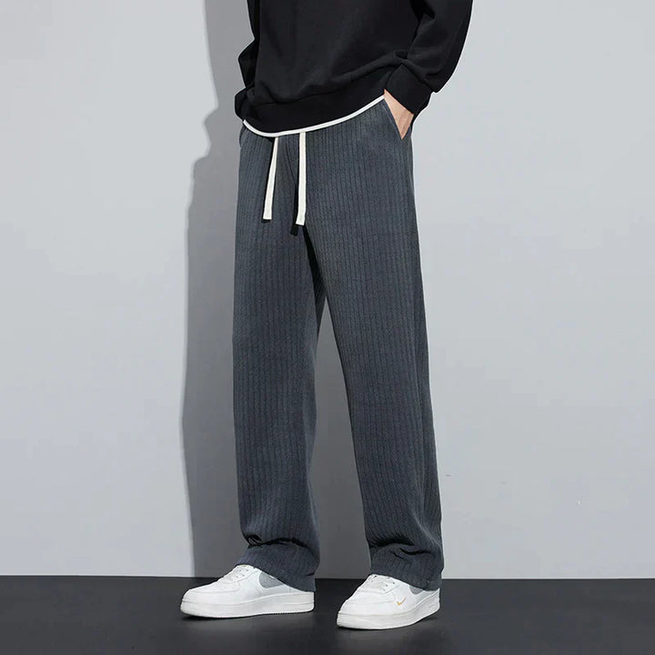 Textured Drawstring Wide Leg Casual Trousers - Streetwear Fit