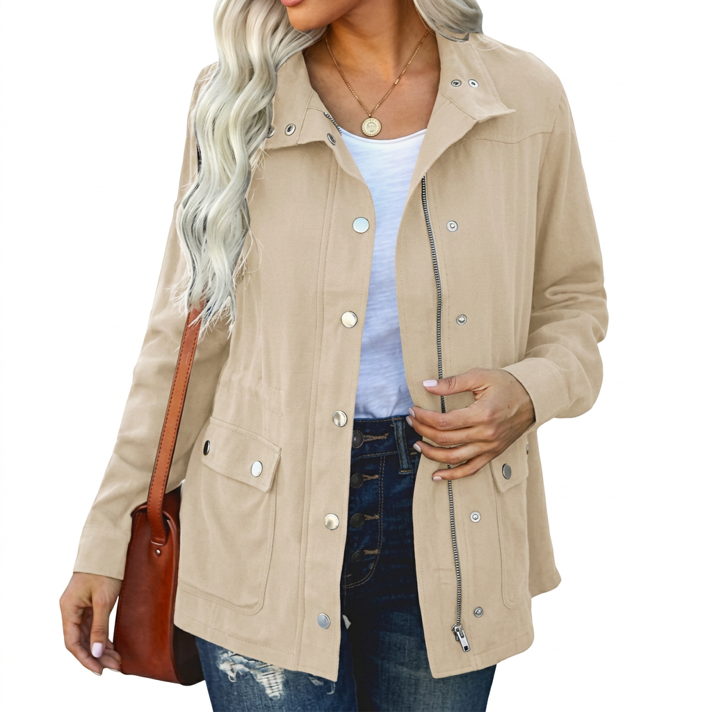 Beatrix | Women's Cotton Utility Jacket with Snap Front