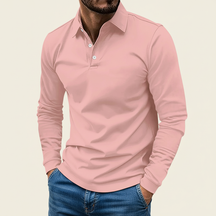 Slim Fit Long Sleeve Polo Shirt Men