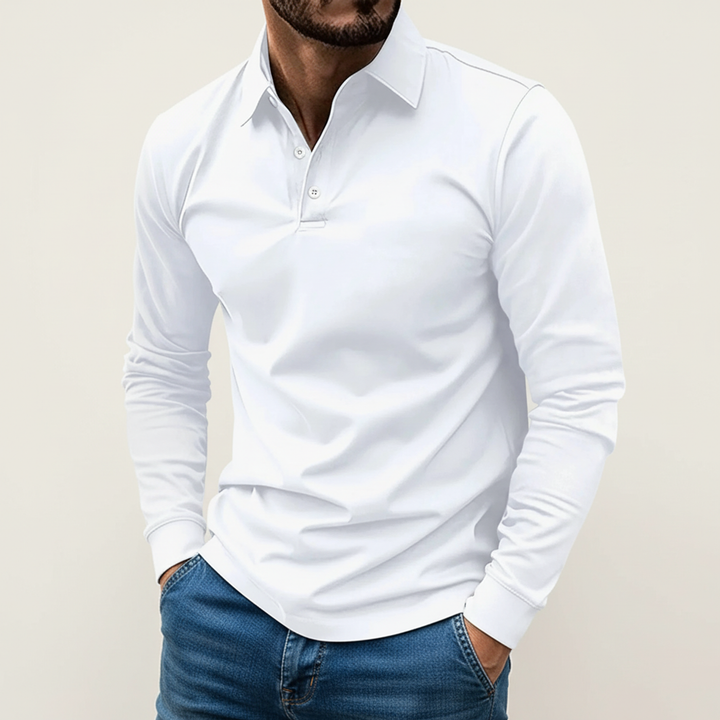 Slim Fit Long Sleeve Polo Shirt Men