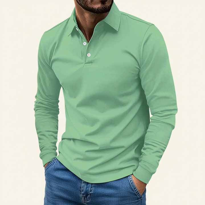 Slim Fit Long Sleeve Polo Shirt Men