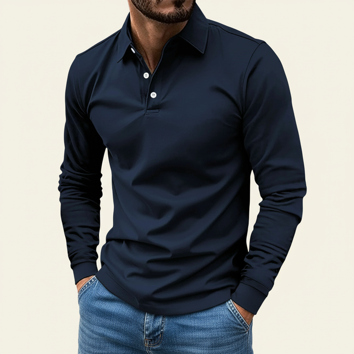 Slim Fit Long Sleeve Polo Shirt Men