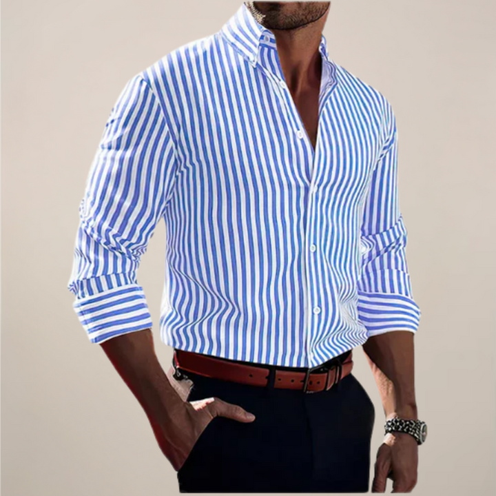 Bold Stripe Button Down Long Sleeve Slim Fit Casual Shirt