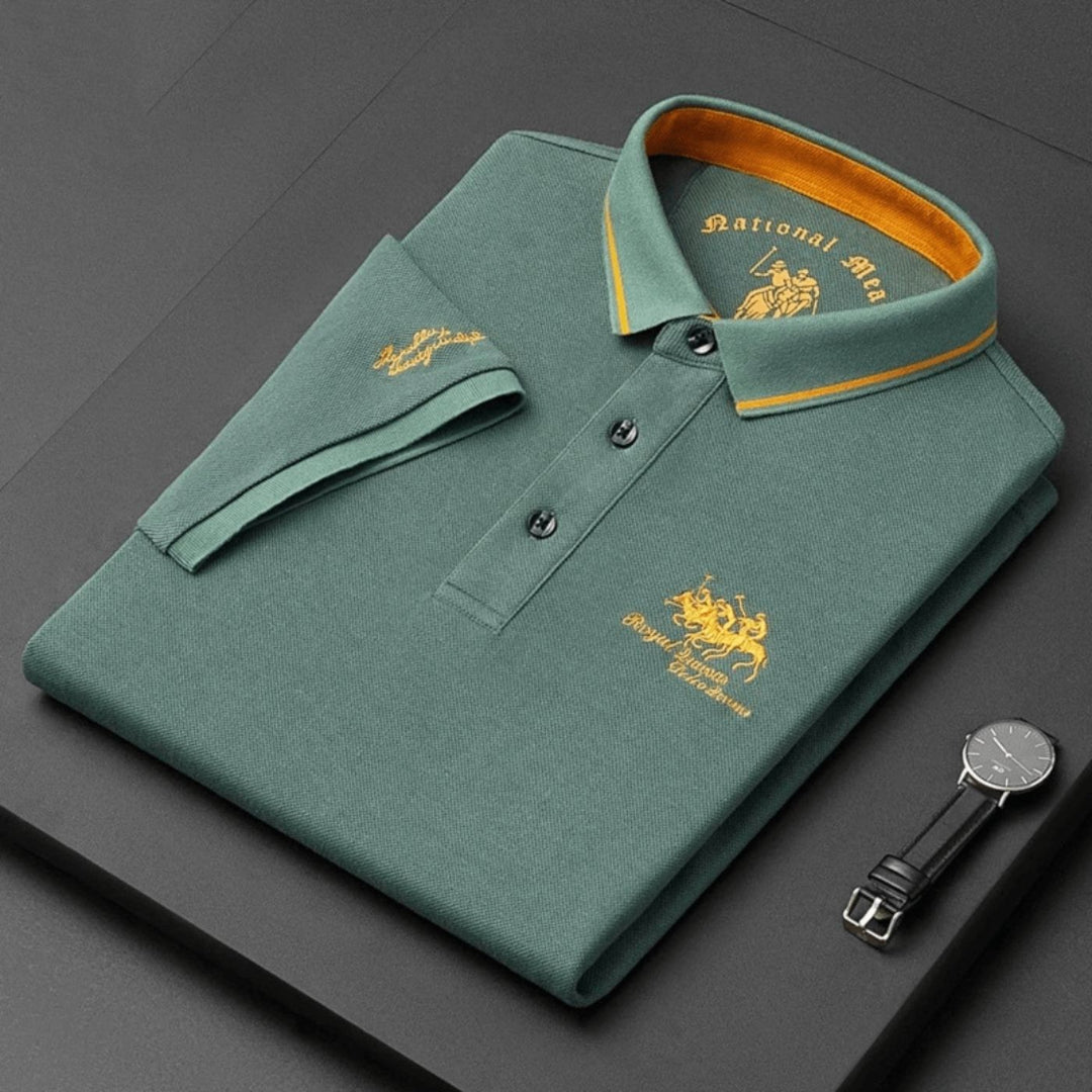 Contrast Tipped Embroidered Short Sleeve Slim Fit Polo Shirt