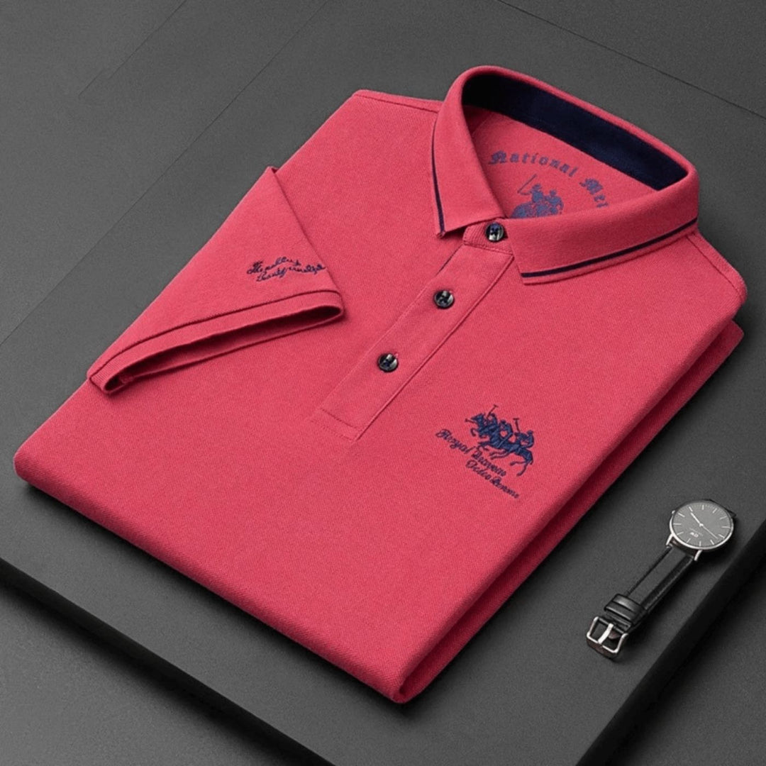 Contrast Tipped Embroidered Short Sleeve Slim Fit Polo Shirt