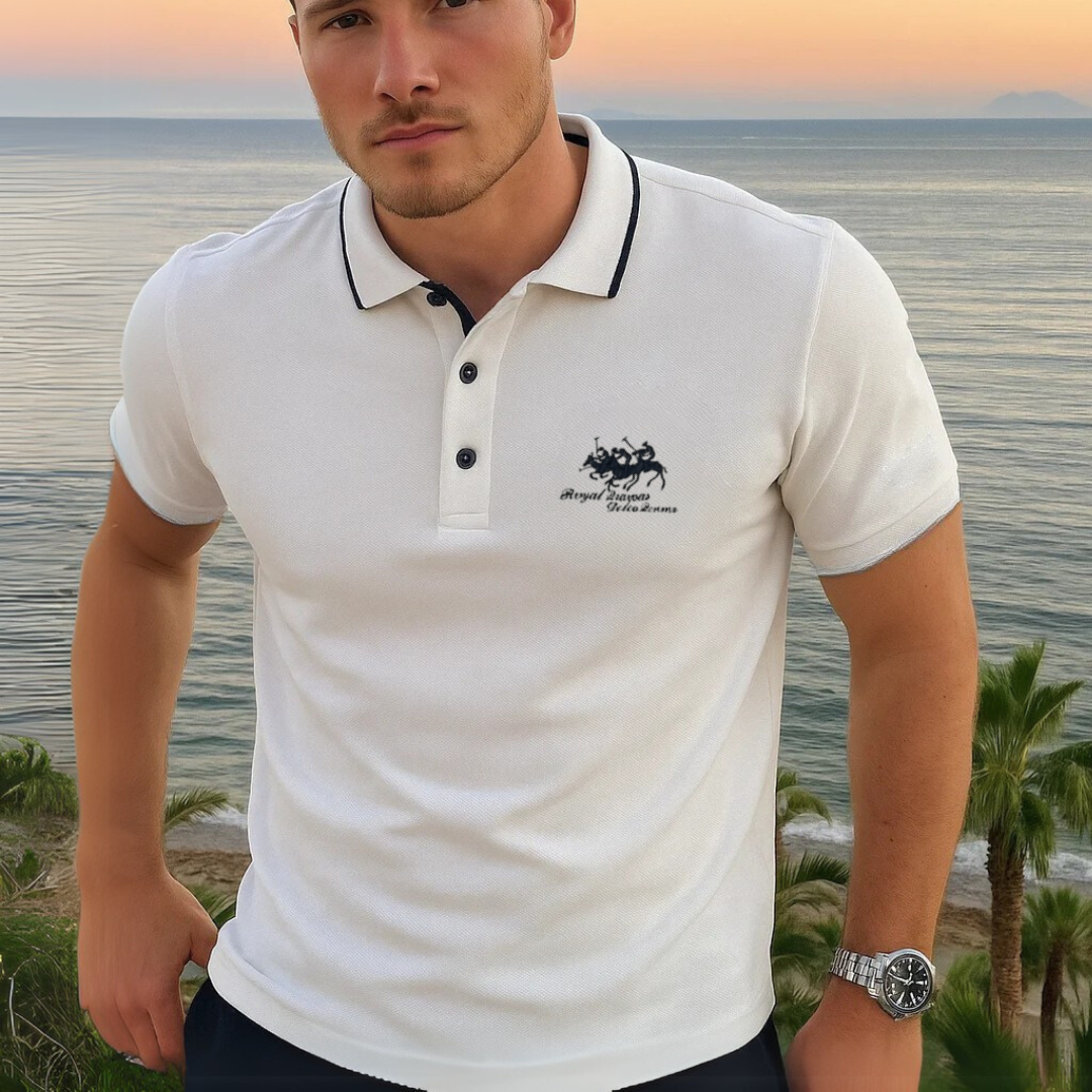 Contrast Tipped Embroidered Short Sleeve Slim Fit Polo Shirt