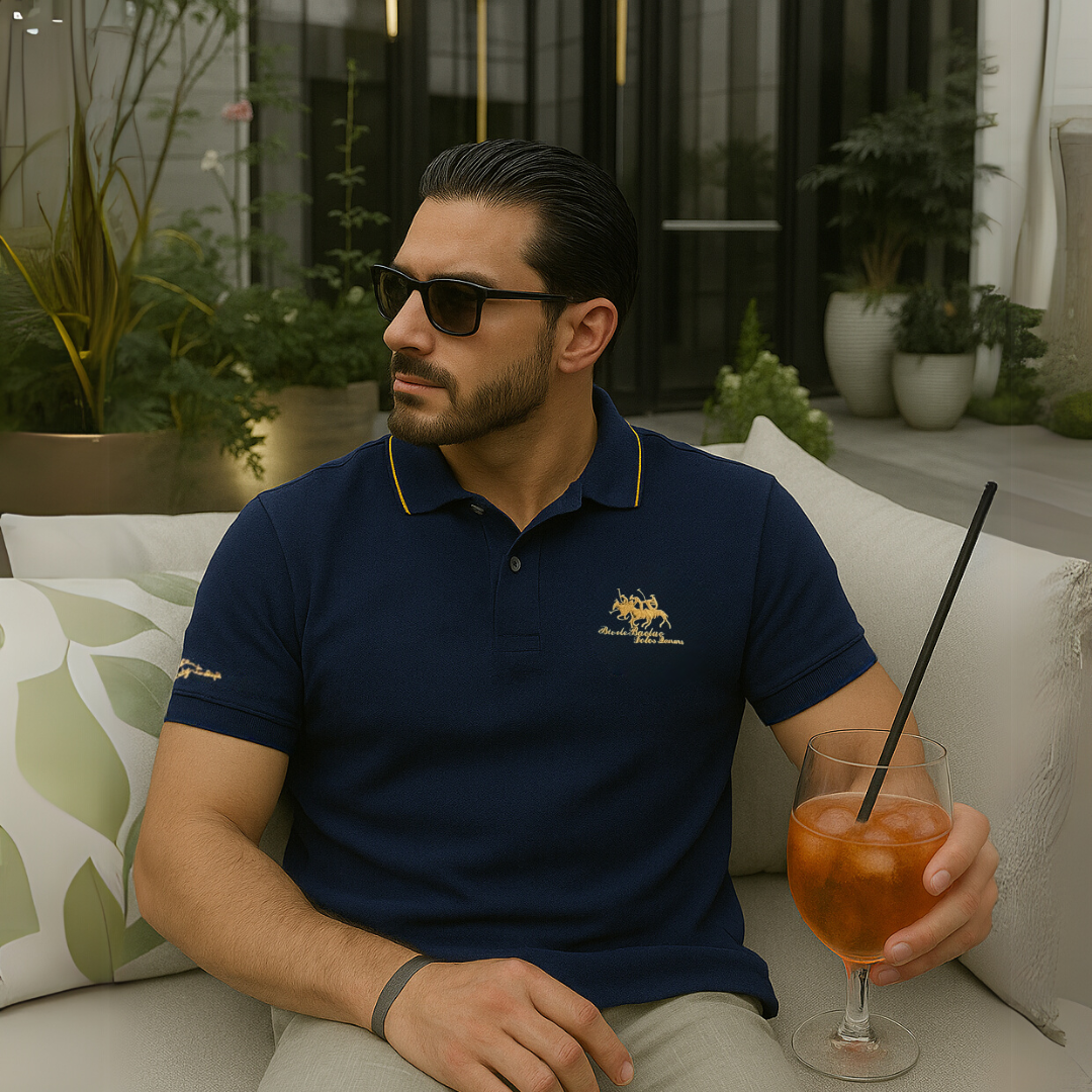 Contrast Tipped Embroidered Short Sleeve Slim Fit Polo Shirt
