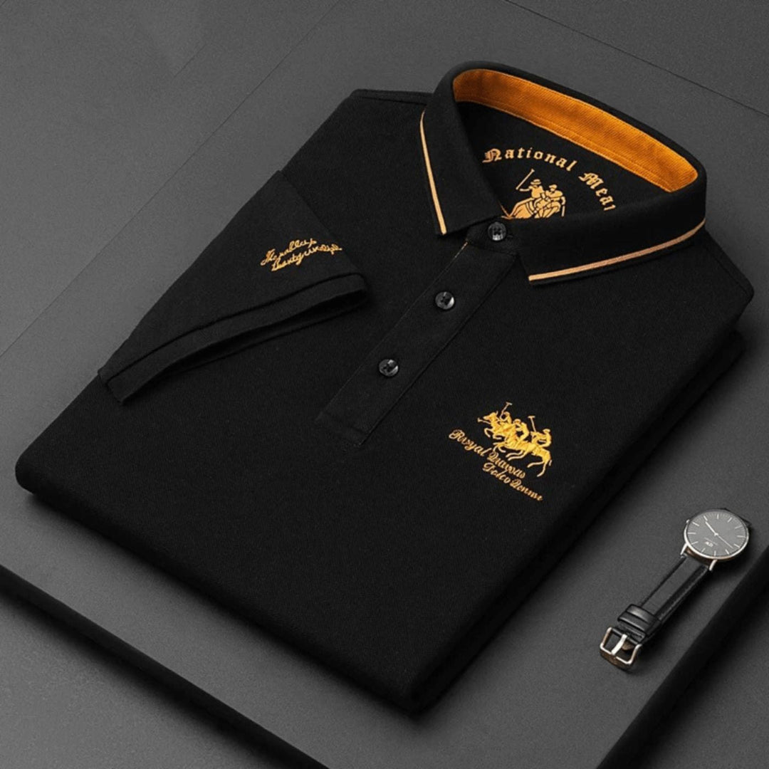 Contrast Tipped Embroidered Short Sleeve Slim Fit Polo Shirt
