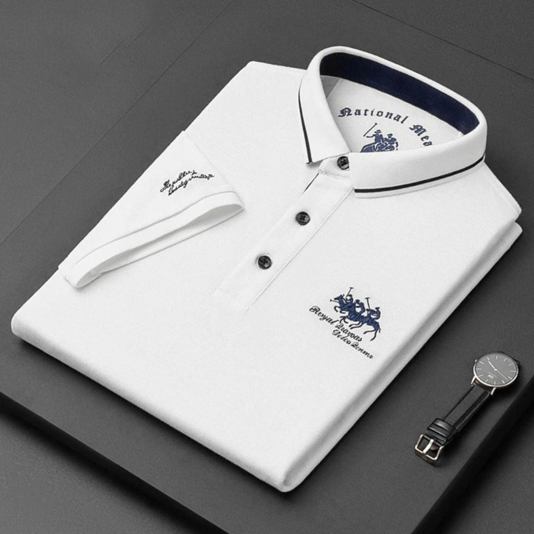 Contrast Tipped Embroidered Short Sleeve Slim Fit Polo Shirt