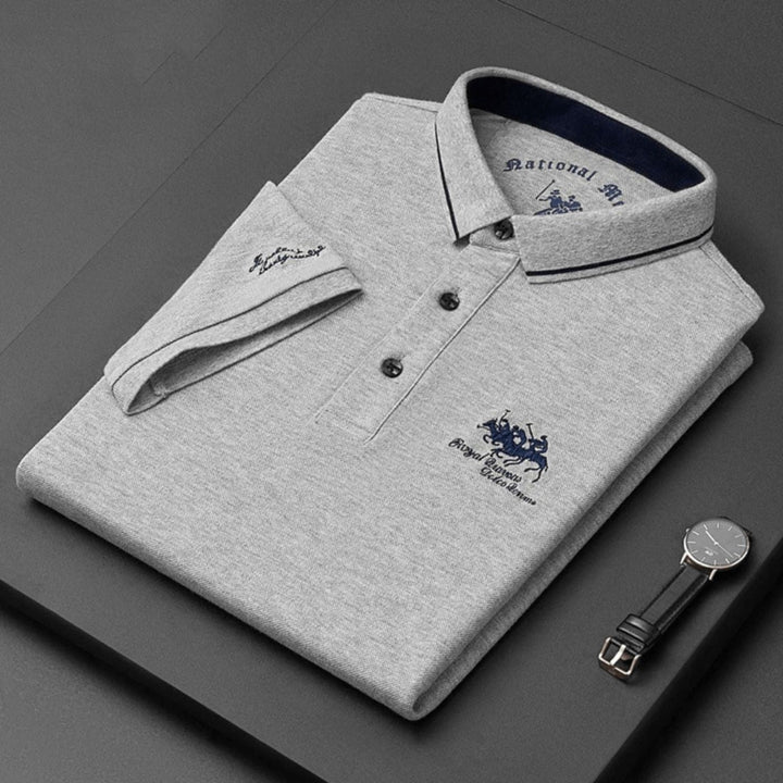 Contrast Tipped Embroidered Short Sleeve Slim Fit Polo Shirt