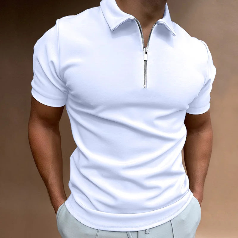 Quarter Zip Short Sleeve Polo Shirt Men