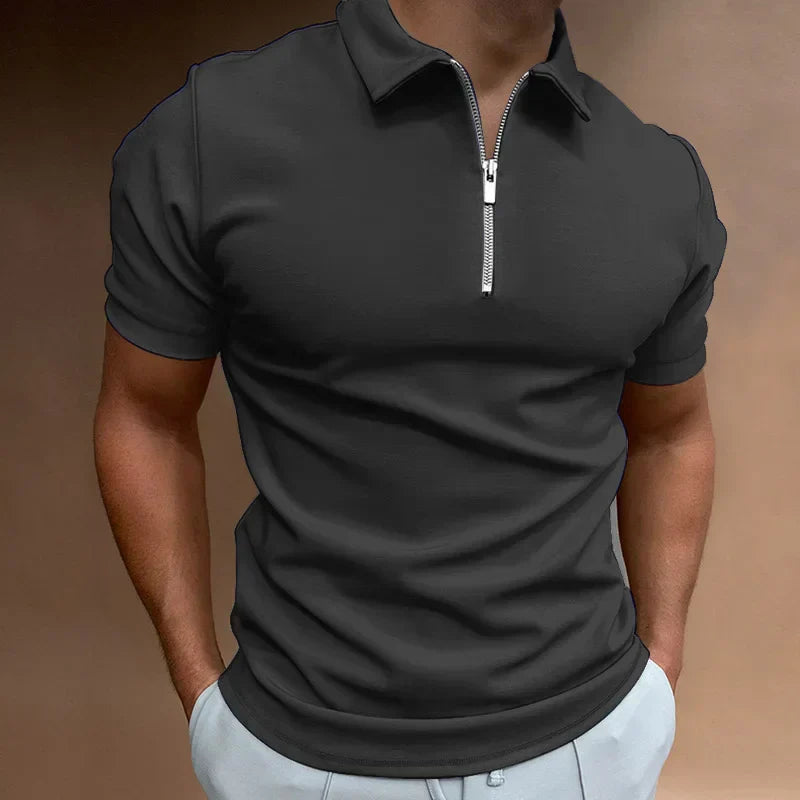 Quarter Zip Short Sleeve Polo Shirt Men