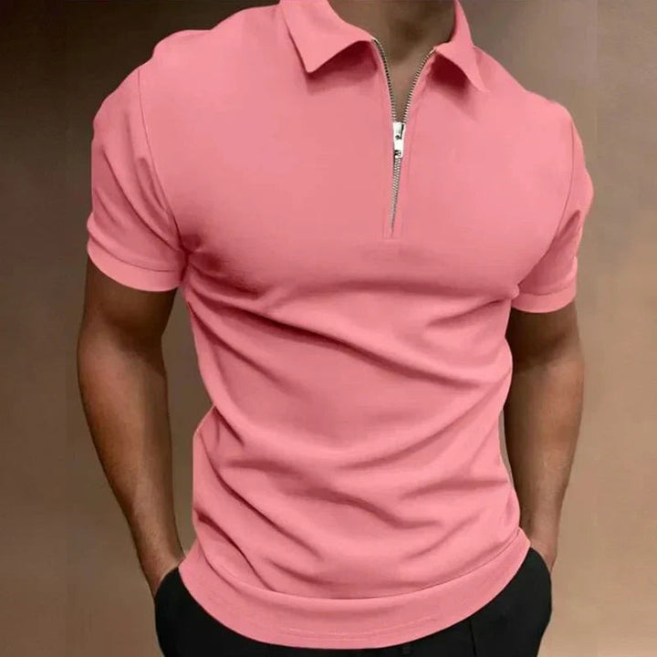 Quarter Zip Short Sleeve Polo Shirt Men