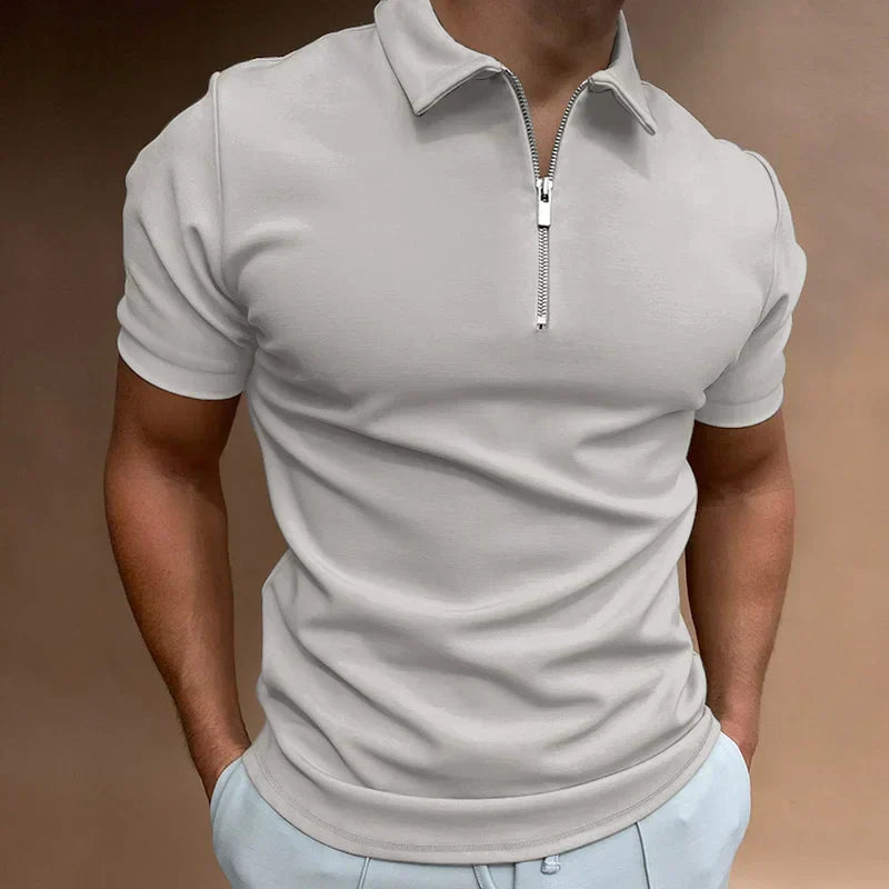 Quarter Zip Short Sleeve Polo Shirt Men