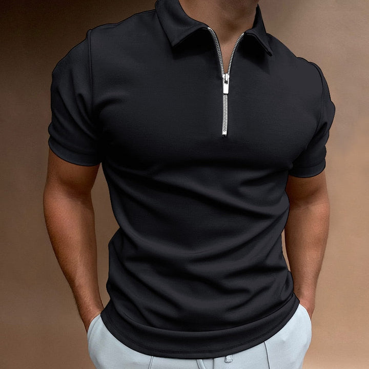 Muscle Fit Quarter Zip Short Sleeve Polo Men