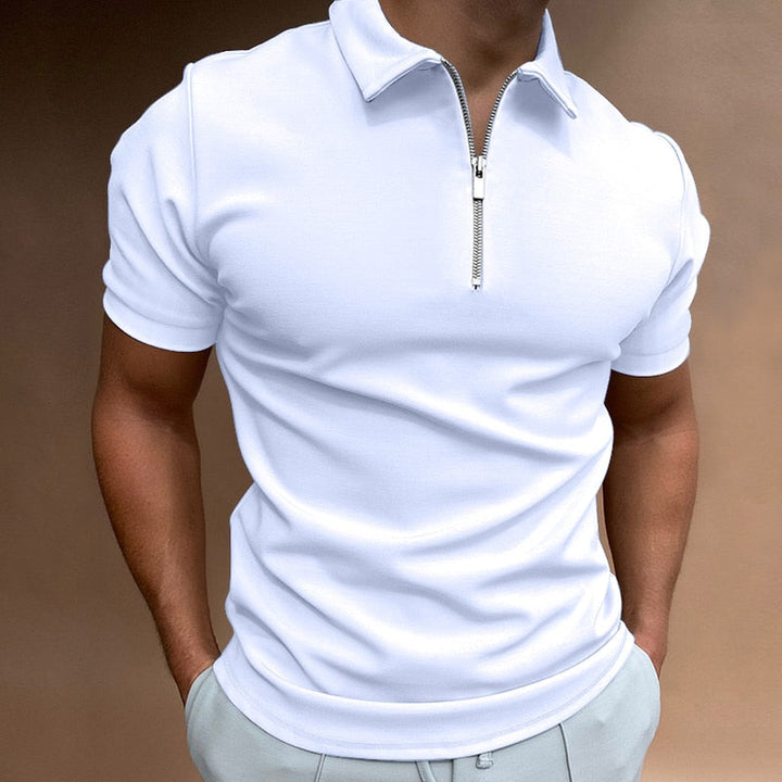 Muscle Fit Quarter Zip Short Sleeve Polo Men