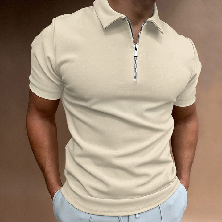 Muscle Fit Quarter Zip Short Sleeve Polo Men