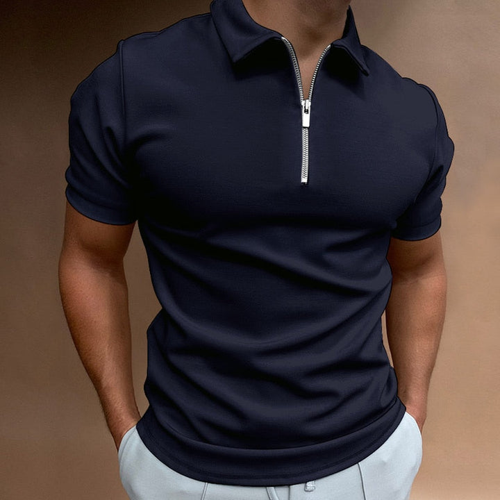 Muscle Fit Quarter Zip Short Sleeve Polo Men