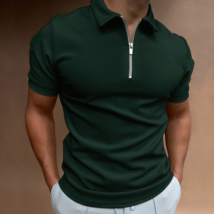 Muscle Fit Quarter Zip Short Sleeve Polo Men