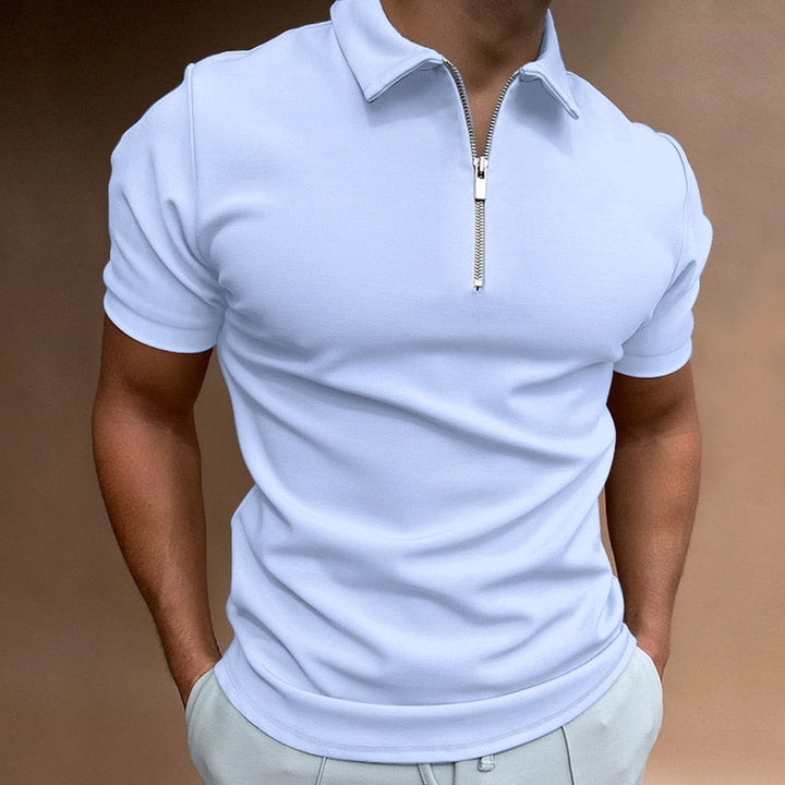 Muscle Fit Quarter Zip Short Sleeve Polo Men