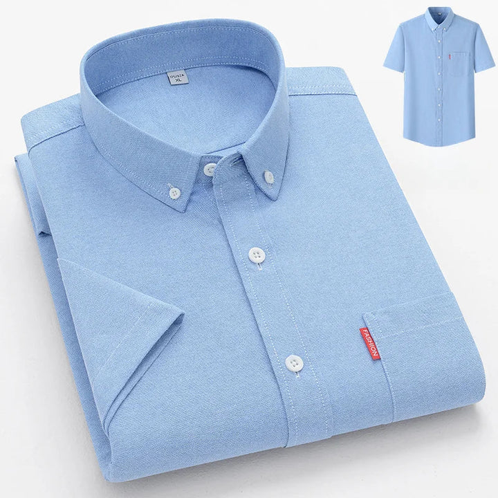 Oxford Chest Pocket Short Sleeve Button Down Casual Shirt