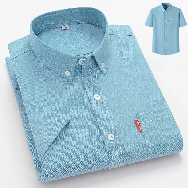 Oxford Chest Pocket Short Sleeve Button Down Casual Shirt