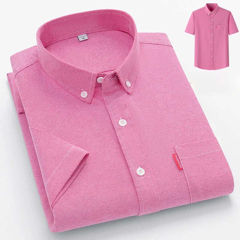 Oxford Chest Pocket Short Sleeve Button Down Casual Shirt