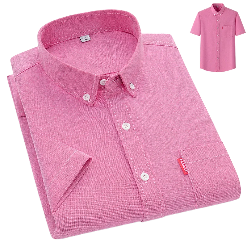 Oxford Chest Pocket Short Sleeve Button Down Casual Shirt